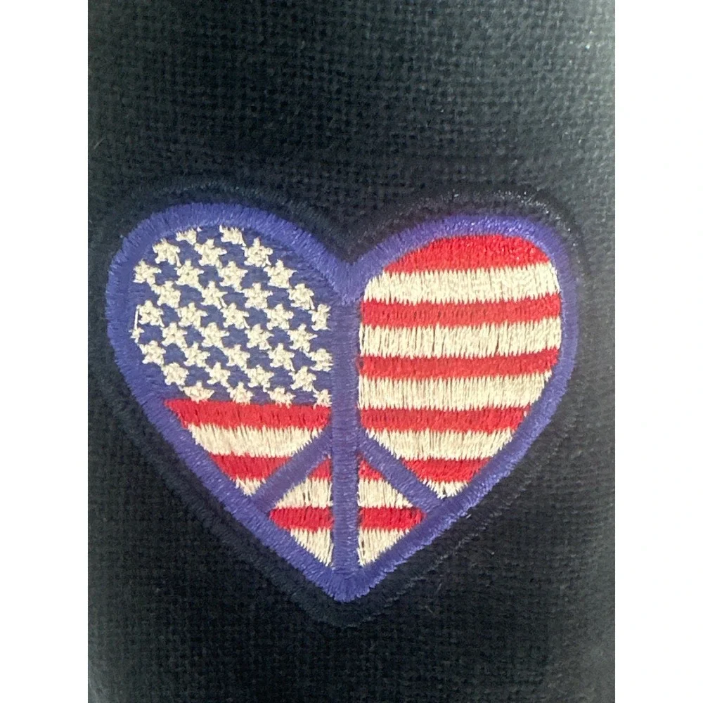 🇺🇸Reef Navy Canvas Slingback Sandals Patriotic Peace Heart Peep Toe Women 10